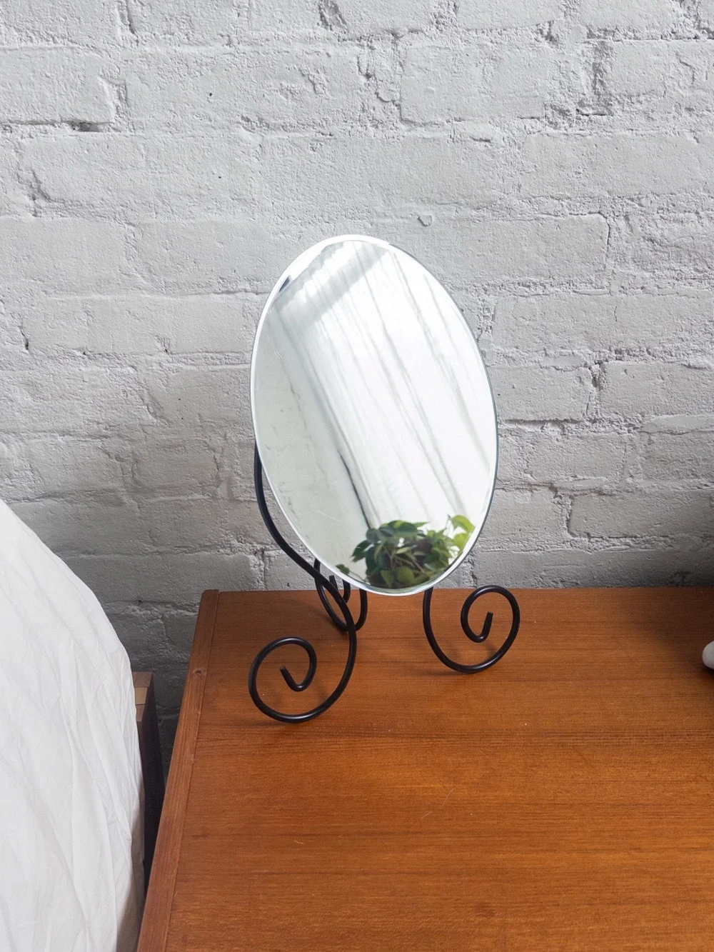 Vintage 1999 IKEA ‘Myken’ Table Top Mirror with Swirl Legs